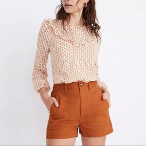 Madewell Camp Rust Orange Utility Stretchy Shorts